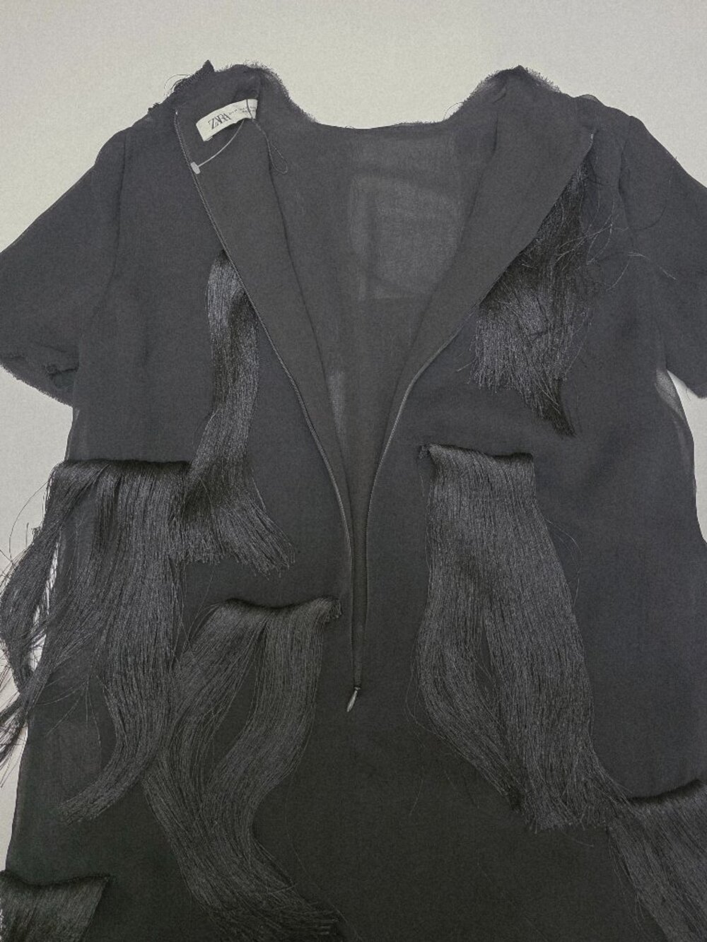 NWOT Zara Black Fringed Midi Dress - Picture 9 of 16